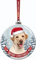 Kerstversiering glazen kerstbal Labrador blond hond 7 cm