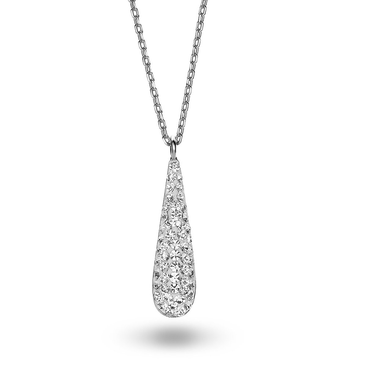 Twice As Nice Halsketting in zilver, druppel, kristallen 40cm+5cm
