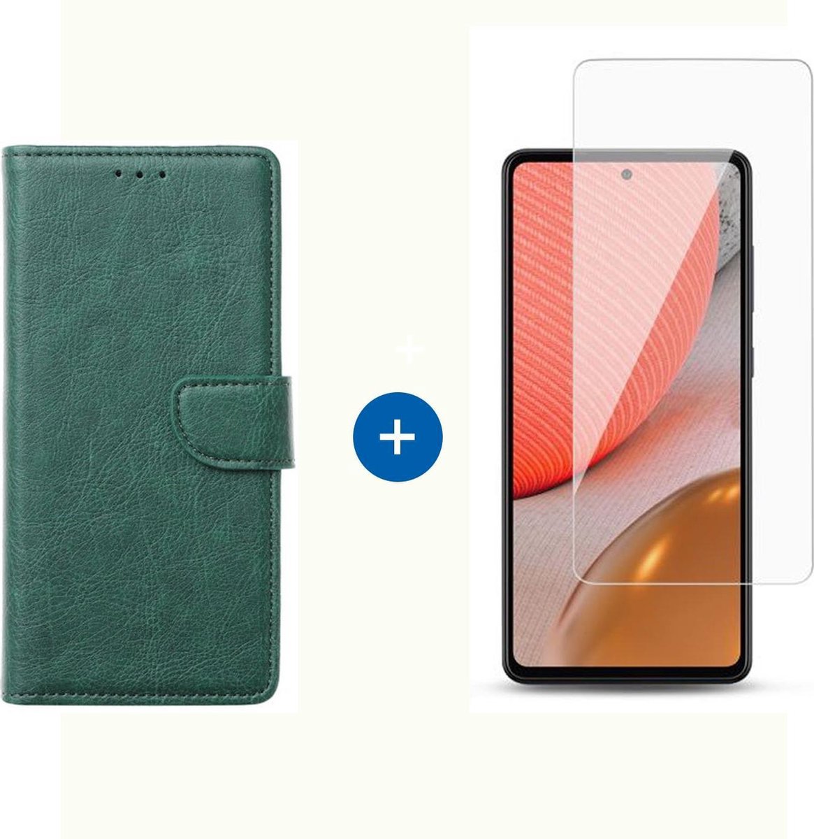 BixB Samsung A72 hoesje - Samsung Galaxy A72 screenprotector - Book Case Wallet - Groen