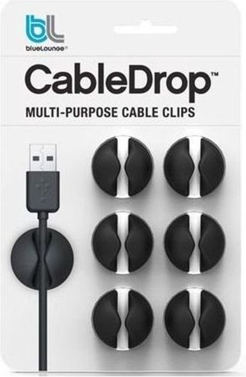 Bluelounge Cabledrop 6-pack Opgeruimde Kabels - Zwart