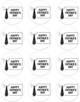Sluitsticker Groot - Sluitzegel – Happy Fathersday | Zwart - Wit | Stropdas | Vaderdag – Vader – Papa | Verrassen – Surprise | Bedank kaart | Bedankje | Envelop sticker | Cadeau – Cadeauzakje | Chique inpakken | DH Collection