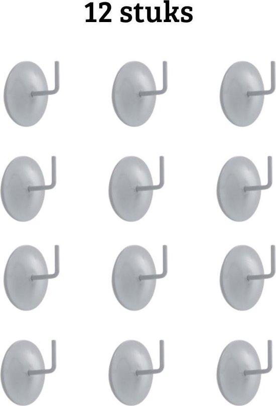 12x Ophanghaakjes zelfklevend grijs - Plakhaakjes voor keuken en - | bol.com