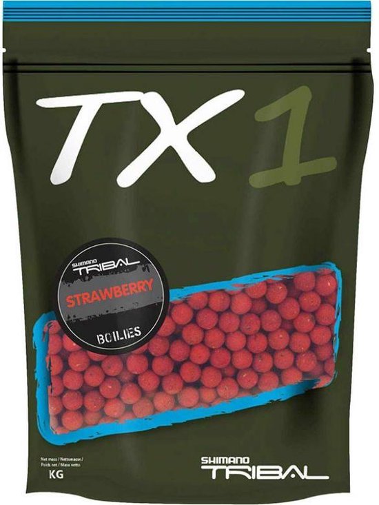 Shimano Tribal TX1 Strawberry Boilies - 1kg 20mm van Shimano — afbeelding 2