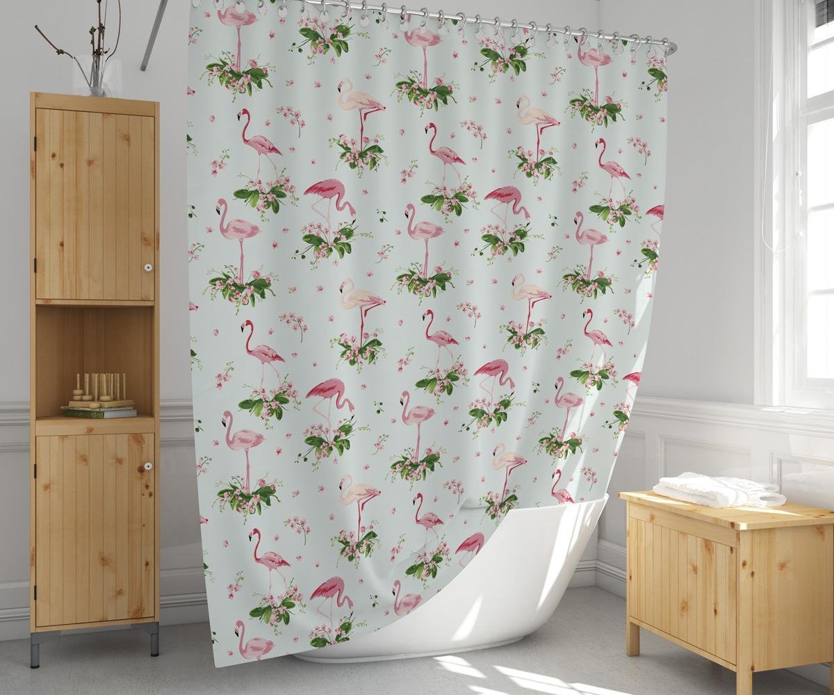 Zethome Flamingo - Douchegordijn 180x200 cm - Badkamer Gordijn - Shower Curtain - Waterdicht - Sneldrogend en Anti Schimmel -Wasbaar en Duurzaam