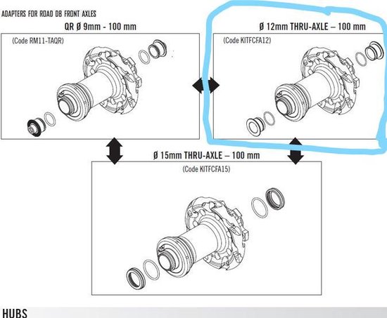 Kit Adaptateurs Avant Pour Axe Traversant 12mm - Fulcrum FUKITFCFA12 - Neuf