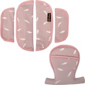 Ukje - Gordelhoesjes Maxi-Cosi en Cybex autostoelen - Roze veertjes