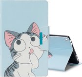 Voor Amazon Kindle Fire HD10 Gekleurde Tekening Patroon Horizontale Flip Leren Case met Houder & Kaartsleuf & Portemonnee (Kat)