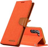 Voor Samsung Galaxy S21 5G GOOSPERY CANVAS DAGBOEK Canvas Textuur Horizontale Flip PU Lederen Case met Houder & Kaartsleuven & Portemonnee (Oranje)