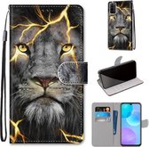 Voor Huawei Honor 30 Lite Gekleurde Tekening Cross Textuur Horizontale Flip PU Lederen Case met Houder & Kaartsleuven & Portemonnee & Lanyard (Fission Lion)