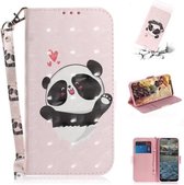 Voor Nokia 2.4 3D Gekleurde Tekening Horizontale Flip Leren Case met Houder & Kaartsleuven & Portemonnee & Lanyard (Hart Panda)