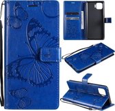 Voor OPPO F17 Pro / Reno4 Lite 3D vlinders reliëfpatroon horizontale flip lederen tas met houder & kaartsleuf & portemonnee (blauw)