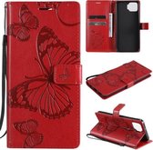 Voor OPPO F17 / A73 (2020) 4G 3D vlinders reliëfpatroon horizontaal flip lederen tas met houder & kaartsleuf & portemonnee (rood)
