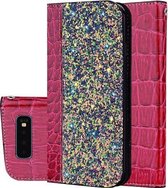 Krokodiltextuur Glitterpoeder Horizontale leren flip-hoes voor Galaxy S10