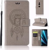 Windgong Uil Embossing Patroon Horizontale Flip Leren Case met Houder & Kaartsleuven & Portemonnee Voor Sony Xperia XZ3 (Grijs)