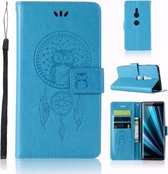 Windgong Uil Embossing Patroon Horizontale Flip Leren Case met Houder & Kaartsleuven & Portemonnee Voor Sony Xperia XZ3 (Blauw)