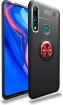 Voor Huawei Y9 Prime (2019) Lenuo schokbestendig TPU-hoesje met onzichtbare houder (zwart rood)