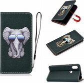 Voor Xiaomi Redmi Note 6 Pure Kleur Schilderen Horizontale Flip Leren Case met Kaartsleuven & Houder & Lanyard (Olifant)