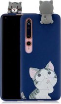 Voor Xiaomi Mi 10 schokbestendig gekleurd geverfd liggend Cartoon TPU beschermhoes (Big Face Cat)