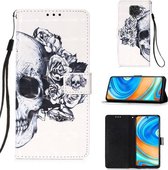 Voor Xiaomi Redmi Note 9S 3D Schilderen Horizontale Flip Leren Case met Houder & Kaartsleuf & Lanyard (Schedel)