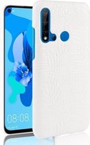 Schokbestendige krokodiltextuur pc + PU-hoes voor Huawei P20 lite 2019 / Huawei nova 5i (wit)