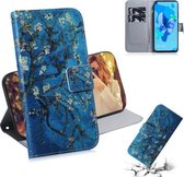 Schilderen Patroon Gekleurde Tekening Horizontale Leren Flip Case met Houder & Kaartsleuven & Portemonnee voor Huawei Honor 20 Pro (Abrikoos Bloem)