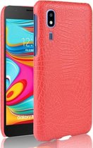 Crocodile Texture Shockproof PC + PU Case voor Galaxy A2 Core (rood)