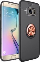 Schokbestendig TPU-hoesje voor Galaxy J6 (2018), met houder (zwart goud)