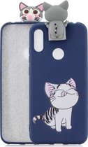 Voor Huawei Y6 (2019) Cartoon schokbestendige TPU beschermhoes met houder (kat)