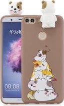 Voor Huawei Enjoy 7s Cartoon schokbestendige TPU beschermhoes met houder (hamsters)