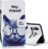 Cool Cat Pattern Horizontale Flip Leren Case voor Huawei P20, met houder & kaartsleuven & portemonnee