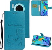 Voor Huawei Mate 30 Lite Chai Dog Pattern Horizontale Flip lederen hoes met beugel & kaartsleuf & portemonnee & lanyard (blauw)