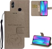 Voor Huawei Honor 10 Lite Chai Dog Pattern Horizontale Flip Leather Cover Met Bracket & Card Slot & Wallet & Lanyard (Grey)