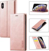 LC.IMEEKE Sterk magnetisme Ultradunne horizontale flip schokbestendige matte TPU + PU lederen tas met houder & kaartsleuven en portemonnee voor iPhone XS Max (roségoud)