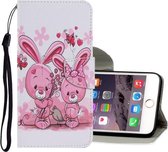 Gekleurde tekening patroon horizontaal Flip PU lederen tas met houder & kaartsleuven & portemonnee & lanyard voor iPhone 8 & 7 (schattig konijn)