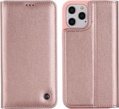 GEBEI PU + TPU horizontale flip-beschermhoes met houder en kaartsleuven voor iPhone 12/12 Pro (roségoud)