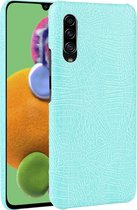 Samsung Galaxy A90 Hoesje - Mobigear - Croco Serie - Hard Kunststof Backcover - Turquoise - Hoesje Geschikt Voor Samsung Galaxy A90