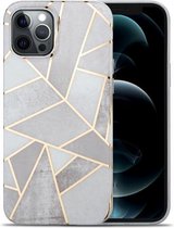 Splicing Marble Pattern TPU beschermhoes voor iPhone 11 Pro (grijswit)