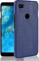 Schokbestendige krokodillentextuur pc + PU-hoes voor Google Pixel 3a (blauw)