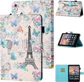 Voor Amazon Kindle Fire HD10 2015/2017/2019 Gekleurde Tekening Stiksels Horizontale Flip Leren Case met Houder & Kaartsleuf & Slaap / Wekfunctie (Toren en Vlinders)