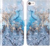 Voor iPhone 7/8 3D-schilderij Gekleurd tekeningpatroon Horizontaal Flip TPU + PU-lederen hoes met houder & kaartsleuven & portemonnee & lanyard (Melkweg)