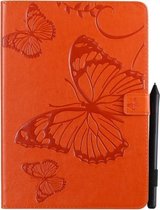Voor iPad 10.2 / Pro 10.5 / Air 2019 Geperst afdrukken Vlinderpatroon Horizontale flip PU lederen tas met houder & kaartsleuven & portemonnee & pennensleuf (oranje)