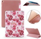 Voor iPad 10.2 Gekleurd patroon Horizontale flip PU lederen tas, met drie-vouwbare houder en honingraat TPU-hoes (Flamingo)