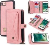Voor iPhone 6 / 6s / 7/8 POLA Multifunctionele TPU + PC magnetische horizontale flip lederen tas met houder & kaartsleuven & portemonnee & fotolijst (roze)