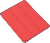 Voor iPad 10.2 Mutural YAXING-serie stoffen textuur PU + TPU lederen tas met 3-voudige houder & pen-sleuf & slaap- en wekfunctie (rood)