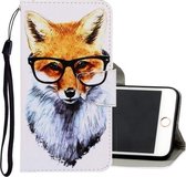 Voor iPhone 8 Plus / 7 Plus 3D-gekleurde tekening Horizontale flip PU-lederen hoes met houder & kaartsleuven en portemonnee (vos)