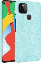 Voor Google Pixel 5 Shockproof Crocodile Texture PC + PU Case (lichtgroen)