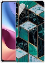 Voor Xiaomi Redmi K40 Pro Max Frosted Fashion Marble Shockproof TPU beschermhoes (Rhombus Dark Green)