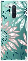 Voor OnePlus 8 Pro gekleurd tekeningpatroon zeer transparant TPU beschermhoes (bloem)