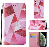 Voor iPhone X / XS Cross Texture Painting Pattern Horizontale Flip Leren Case met Houder & Kaartsleuven & Portemonnee & Lanyard (Pink Diamond)