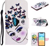 Voor iPhone 11 Gekleurd tekeningpatroon Horizontaal Flip TPU + PU lederen hoes met houder & kaartsleuven & portemonnee & lanyard (vlinders meisje)